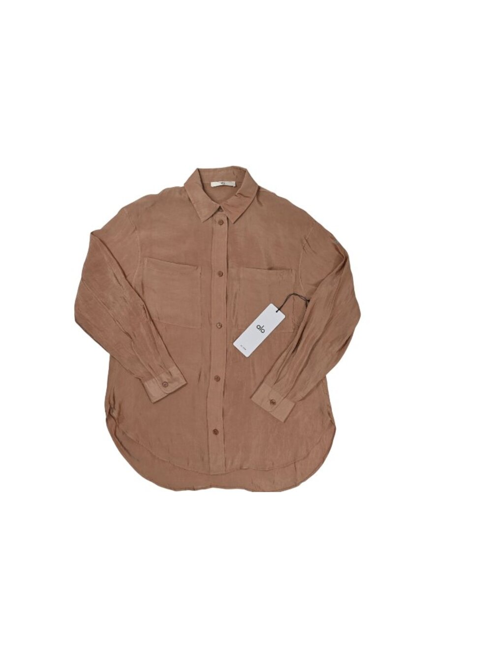ALO Yoga Semi-Sheer Golden Hour Button Down Long Sleeve W31055R Sun Kissed Brown